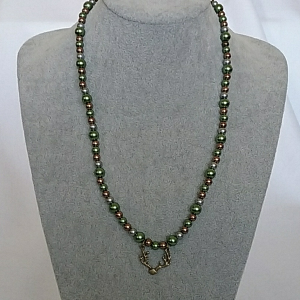 Antlers and camo beaded necklace